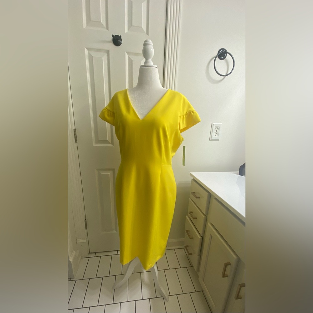 Antonio Milani lemon colored dress. Size 14.